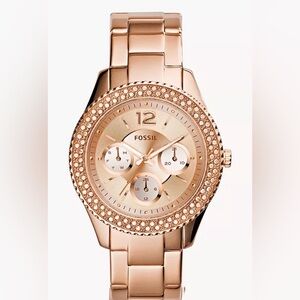 Fossil Rose Gold Crystal Bezel Women's Bracelet Watch